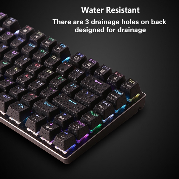 HUO JI E-Yooso Z-88 RGB Mechanical Gaming Keyboard, Metal Panel, Brown Switches, Compact 81 Keys Hot Swappable For Mac, PC, Black